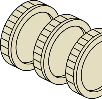 Visuel 3D de trois pièces de monnaies de couleur beige pour la solution Solar Ready