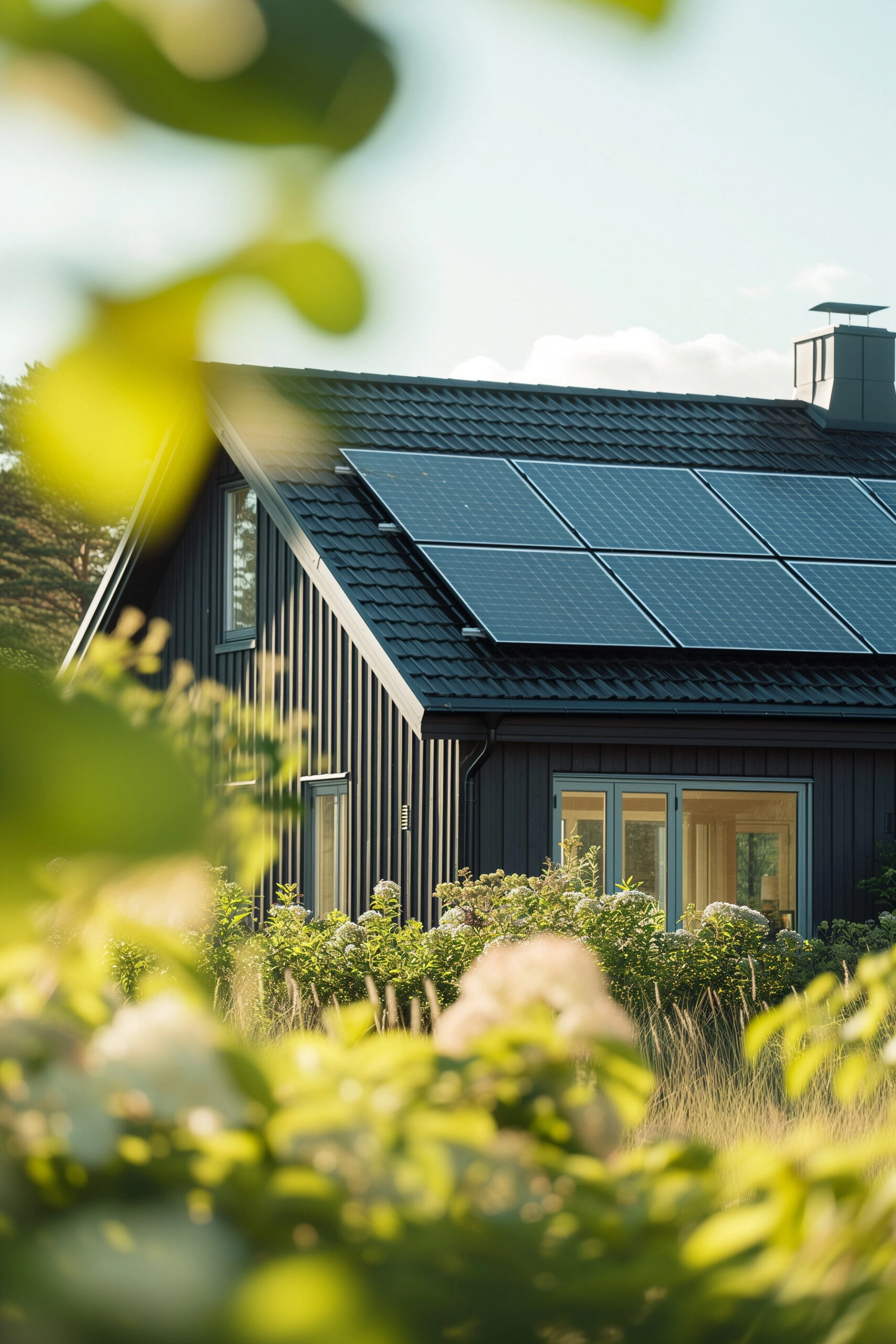 Maison générée par l'IA avec des panneaux solaires sur le toit. Énergie durable et propre à la maison.