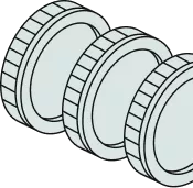 Visuel 3D de trois pièces de monnaies de couleur bleu pour la solution Solar First