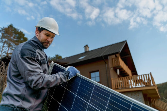 Installateur, installation de panneaux solaires en toiture